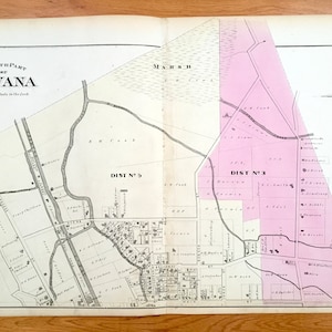 Antike 1874 Havanna, New York Karte von Pomeroy, Whitman & Co. Atlas of Schuyler County – Montour Falls, Chemung, Fall Creek, Catharine, NY