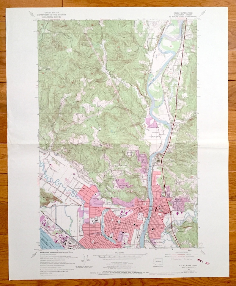 Antique Kelso Washington 1953 US Geological Survey Etsy