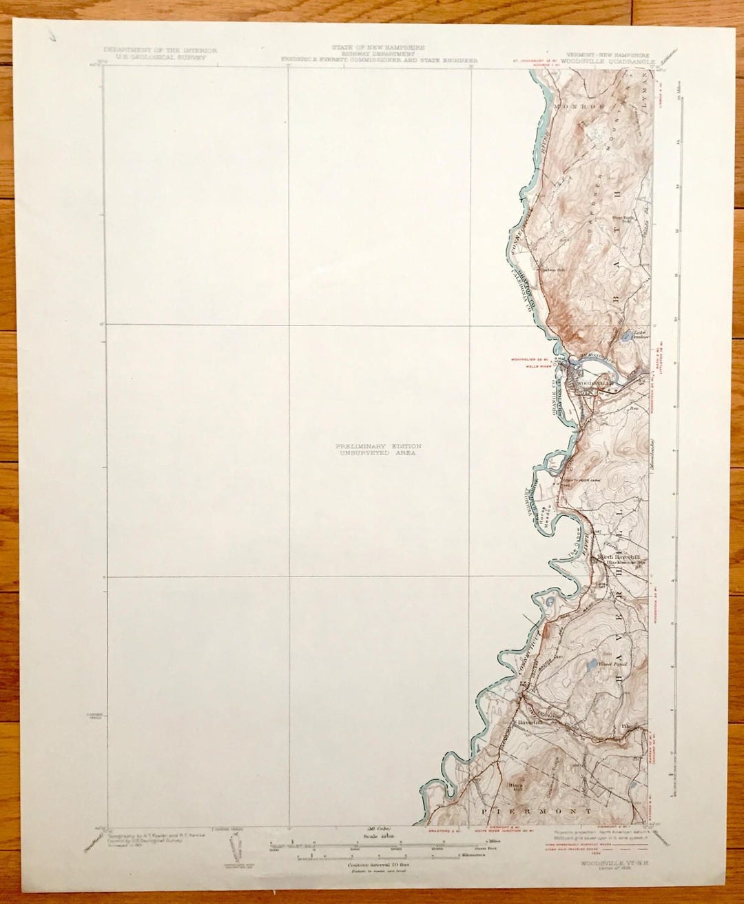 Antique Woodsville New Hampshire 1935 US Geological Survey Etsy