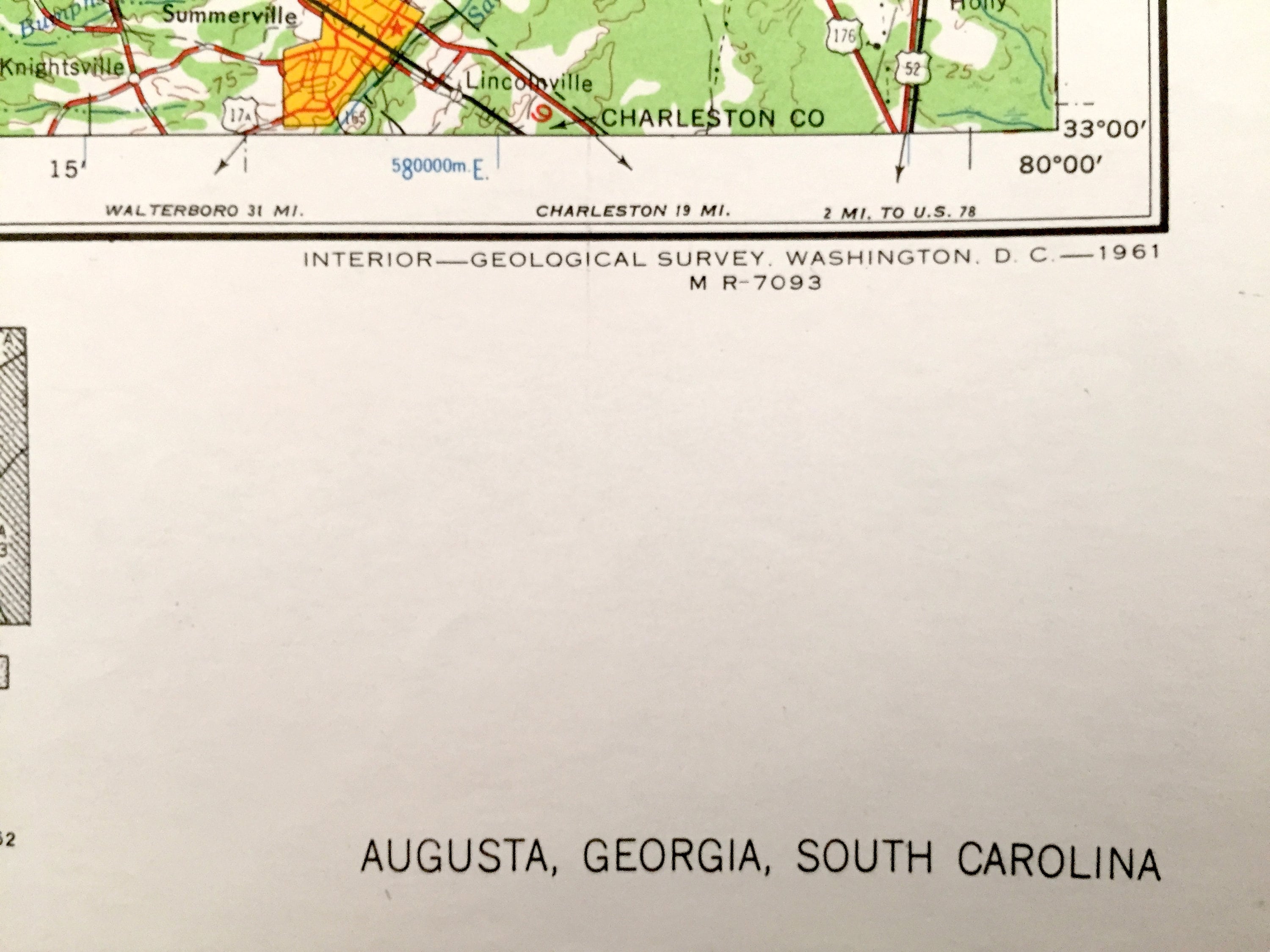 Antique Augusta, Georgia 1961 US Geological Survey Topographic Map ...