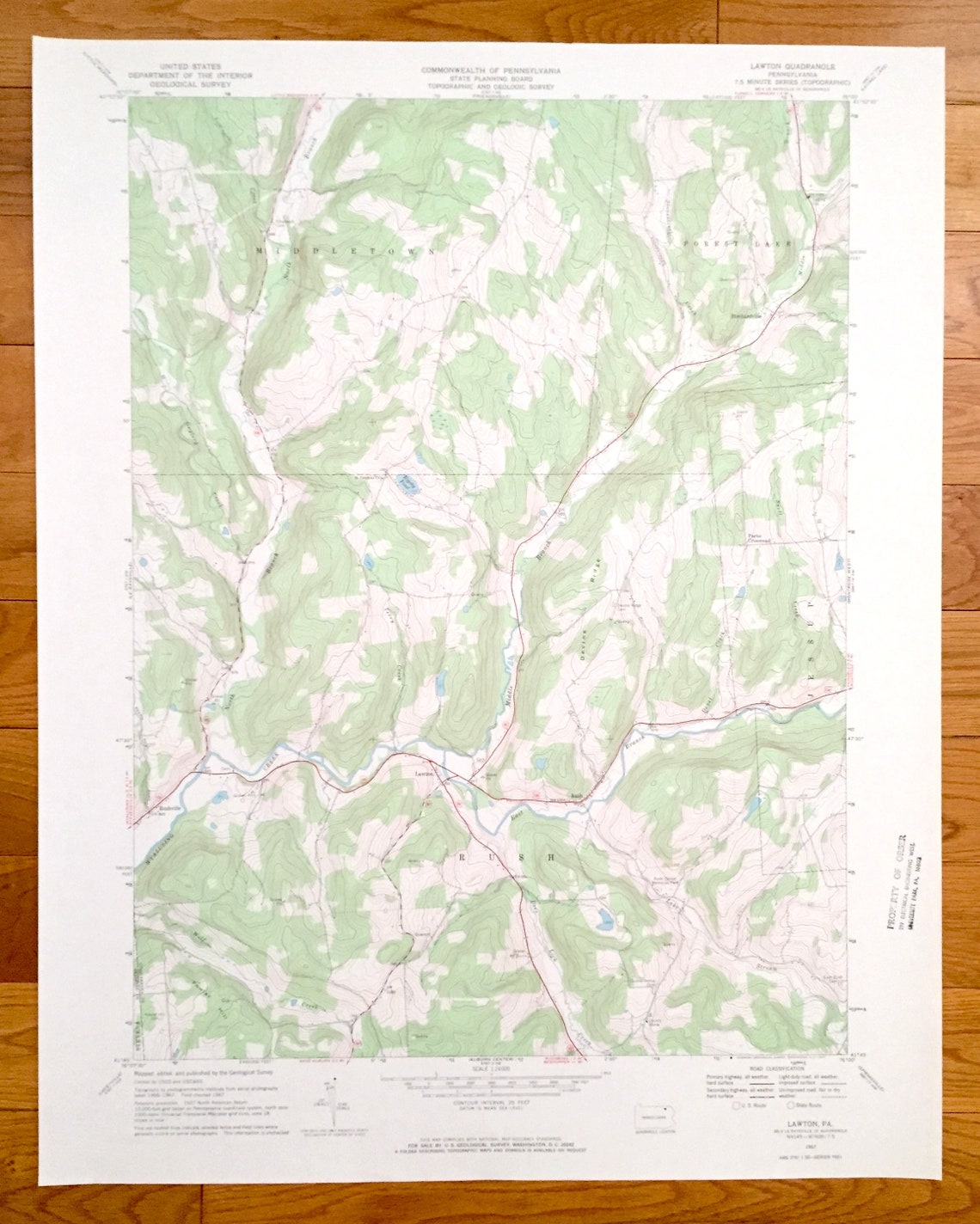 Antique Lawton Pennsylvania 1967 US Geological Survey Etsy