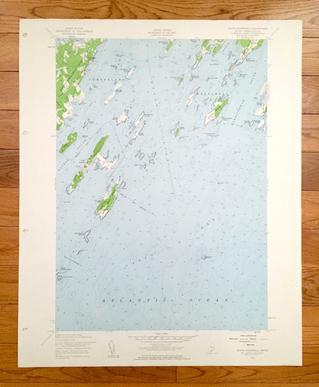 Antique South Harpswell, Maine 1956 US Geological Survey Topographic