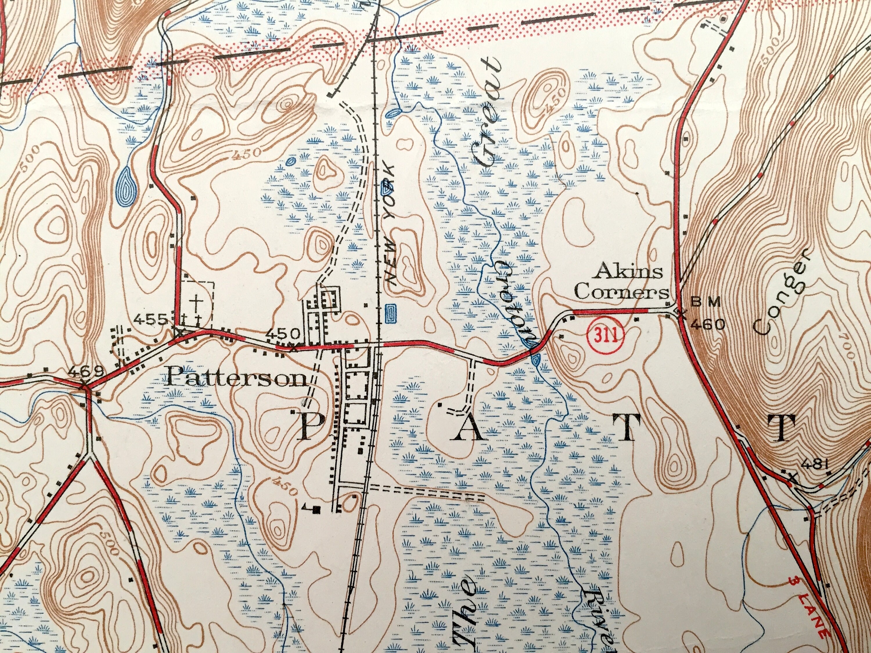 Antique Pawling, New York 1947 US Geological Survey Topographic Map Dover, Patterson, Sherman