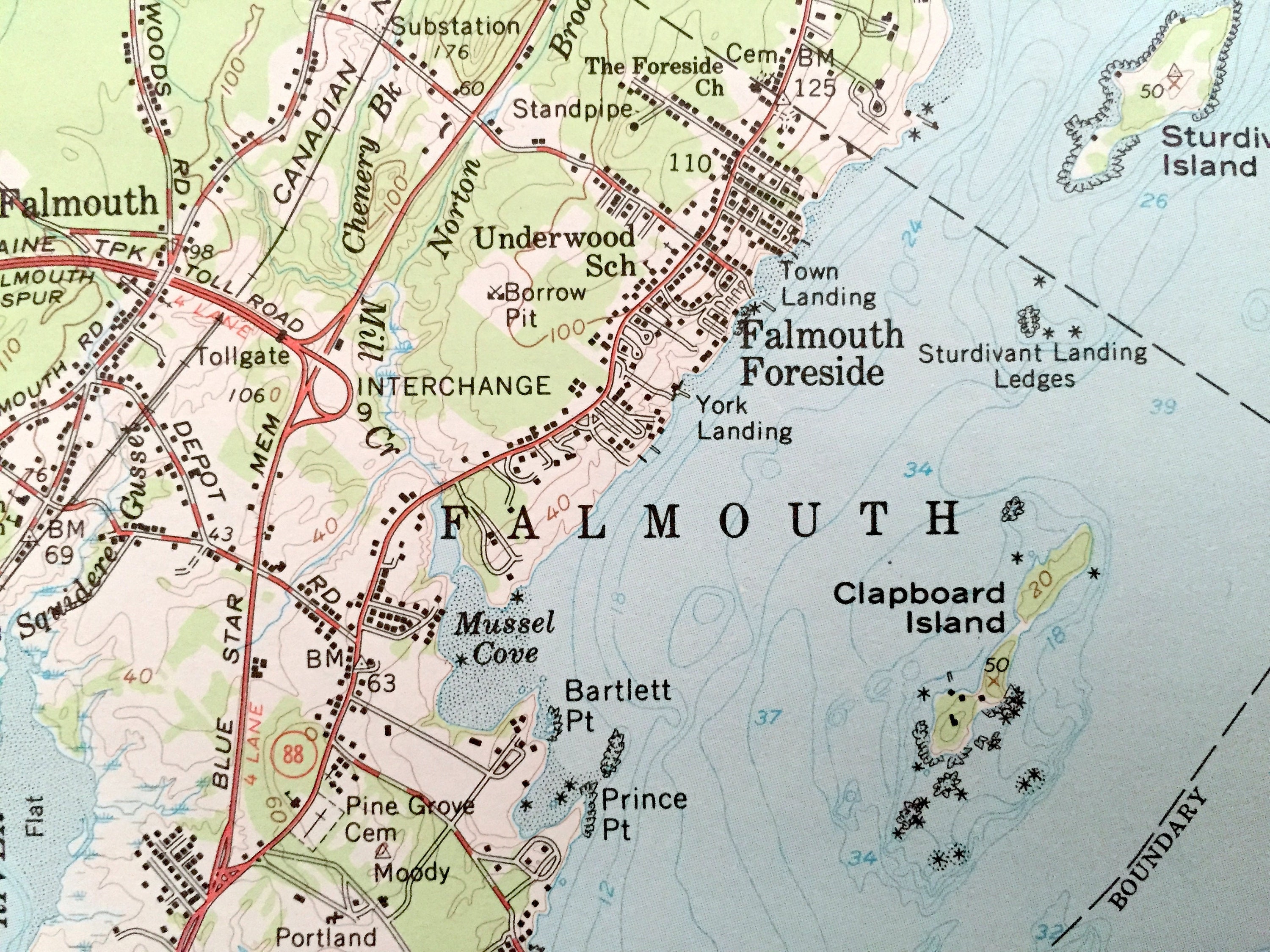 Antique Casco Bay, Maine 1957 US Geological Survey Topographic Map ...