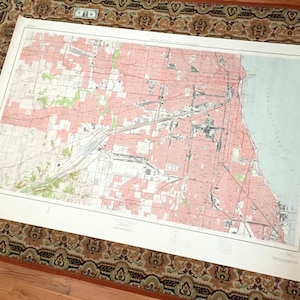 Antik Chicago, Illinois 1953 WANDGRÖßE US-Amerikanisches Wissenschaftliches Landkarte – Riverside, Nordwesten, Elmhurst, River Forest, Cook County