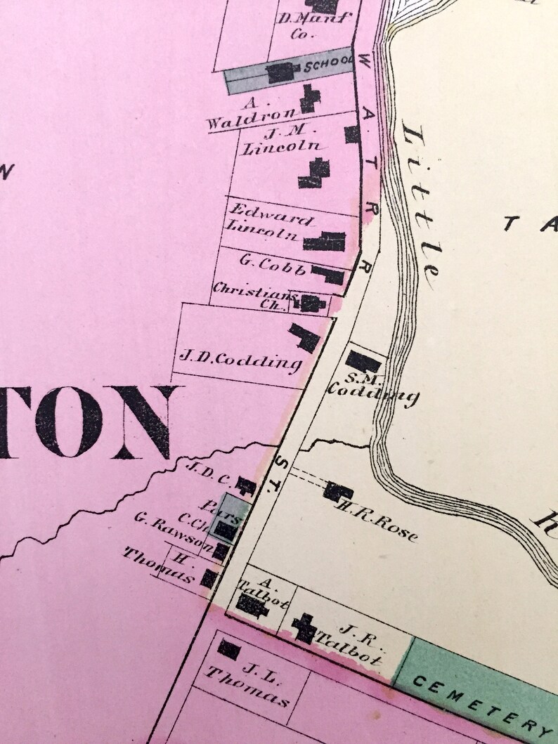 Antique 1871 Dighton Massachusetts Map from F.W. Beers Atlas Etsy