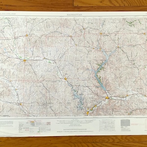 Antike Manhattan, Kansas 1955 US Geologische Untersuchung Topographische Karte – Junction City, Clay Center, Minneapolis Concordia Belleville Wamego KS