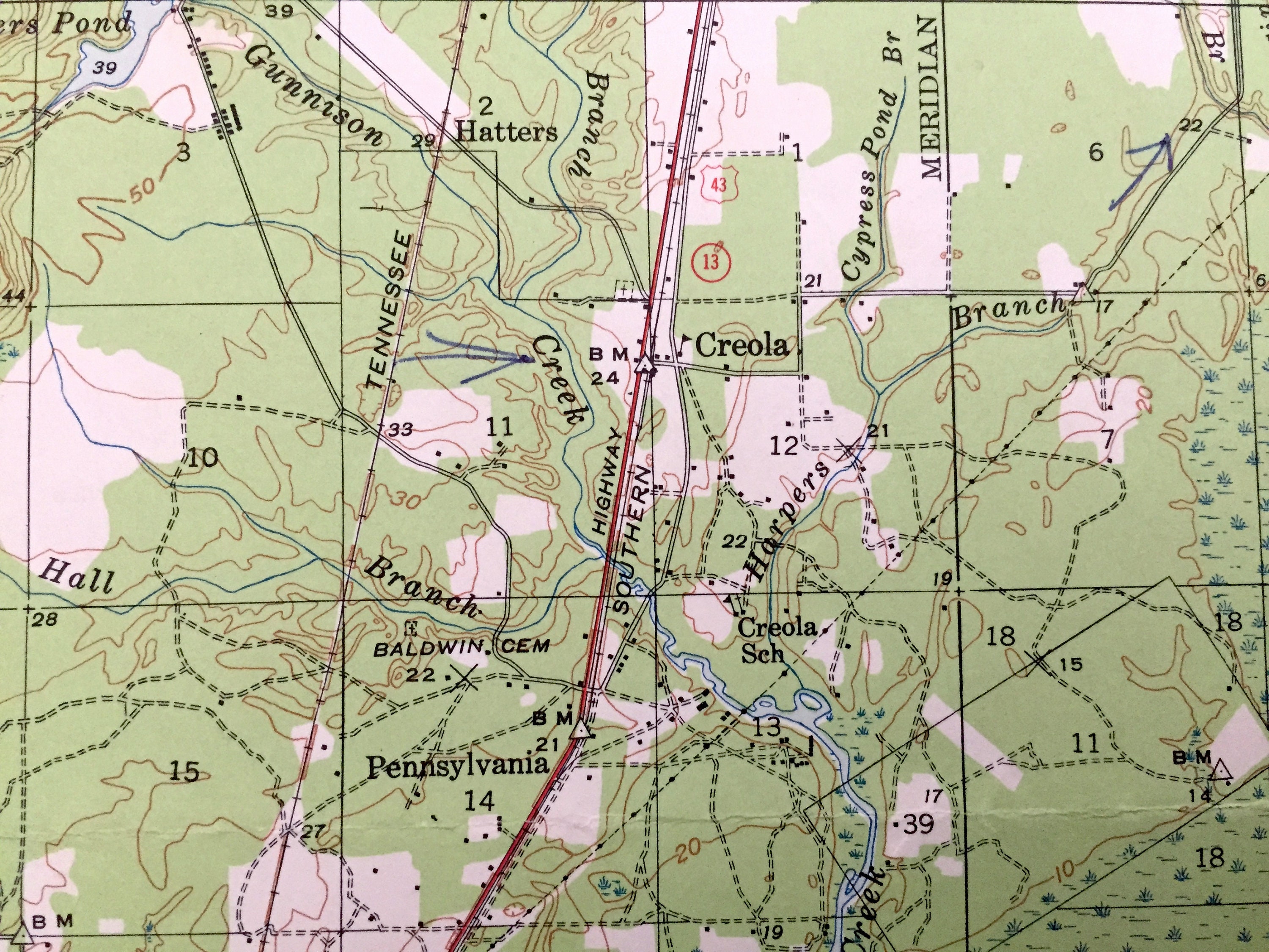 Antique Creola Alabama 1941 US Geological Survey Topographic Etsy