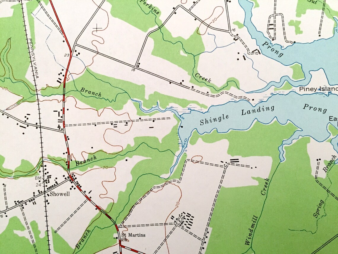 Antique Selbyville Delaware 1943 US Geological Survey Etsy