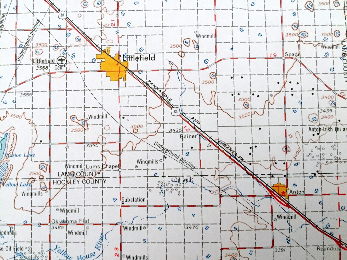 Antique Brownfield Texas 1962 US Geological Survey Etsy