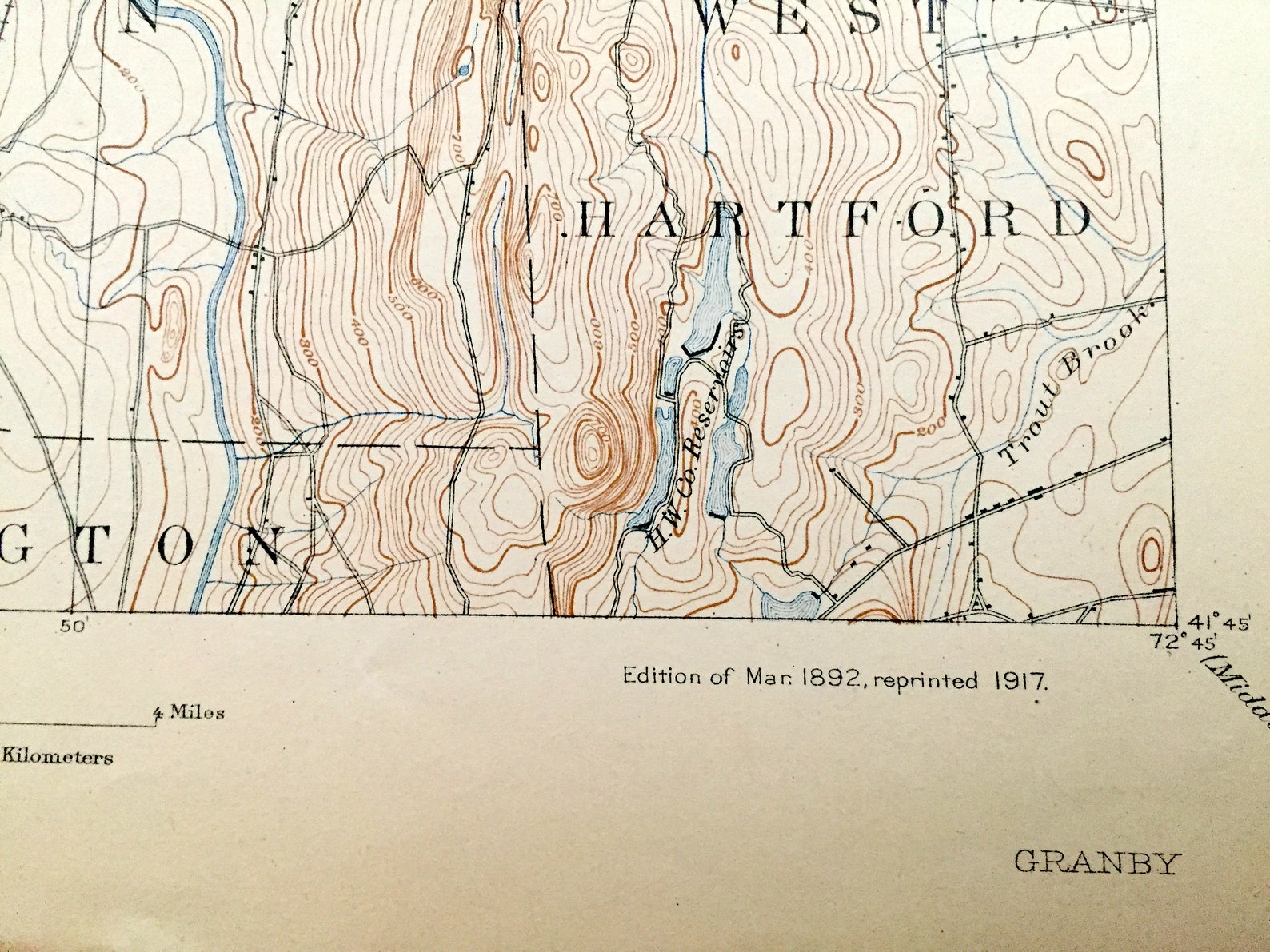 Antique Granby Connecticut 1892 US Geological Survey Etsy