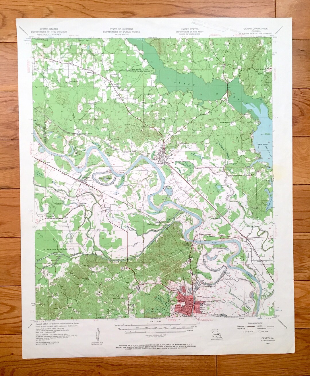 Antique Campti, Louisiana 1957 US Geological Survey Topographic Map