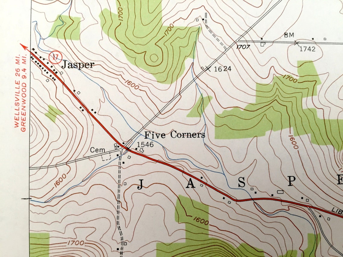 Antique Woodhull New York 1953 US Geological Survey Etsy