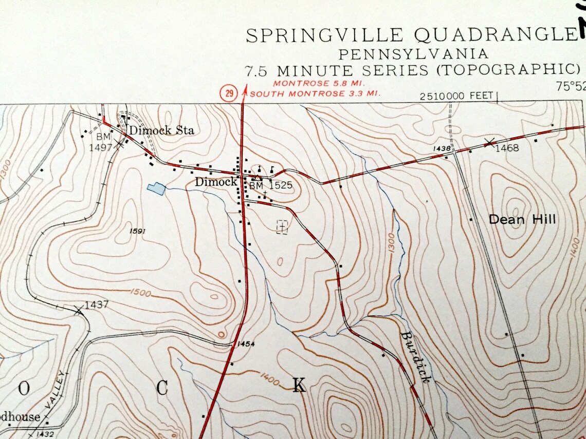 Antique Springville Pennsylvania 1948 US Geological Survey Etsy