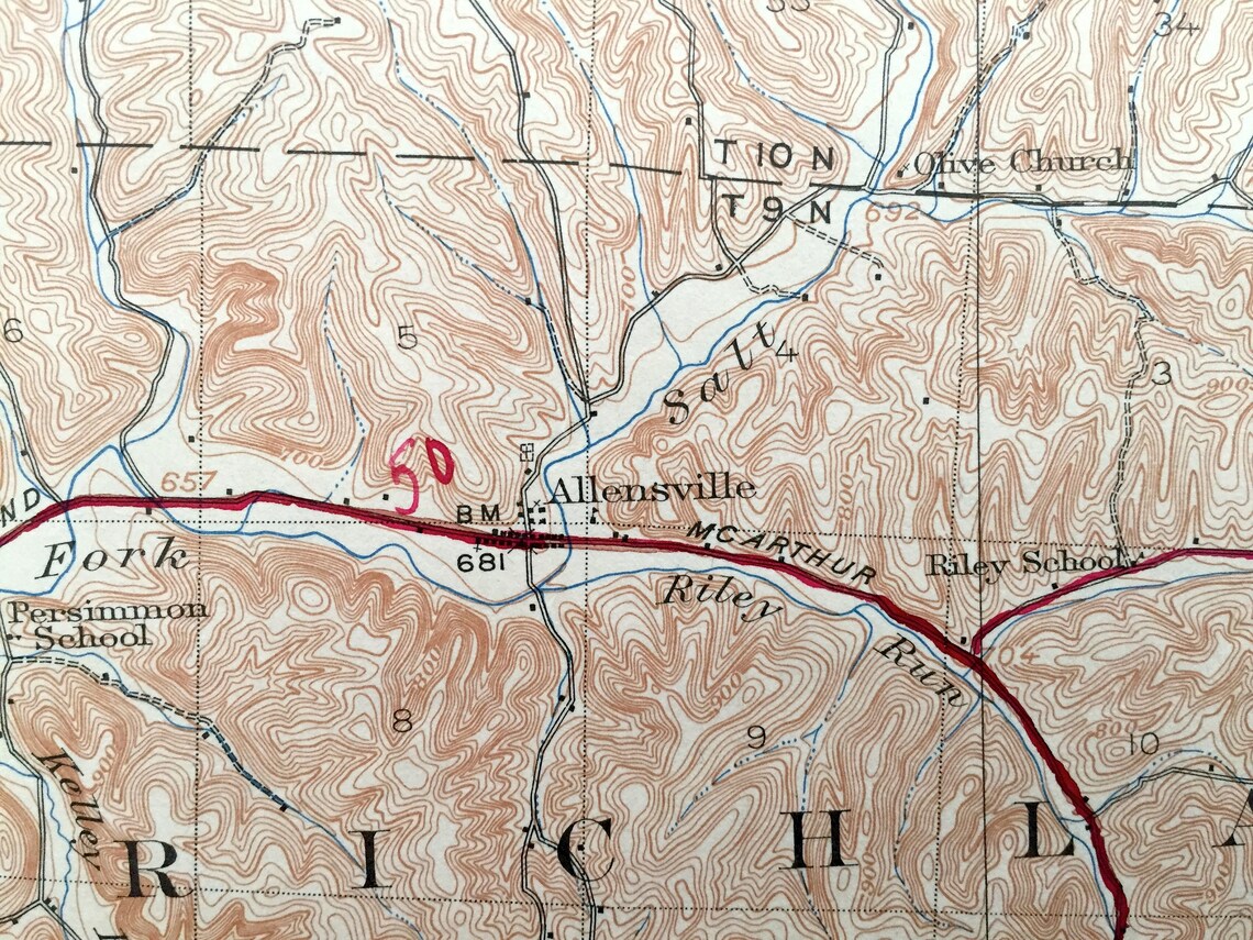Antique Laurelville Ohio 1912 US Geological Survey Etsy Canada