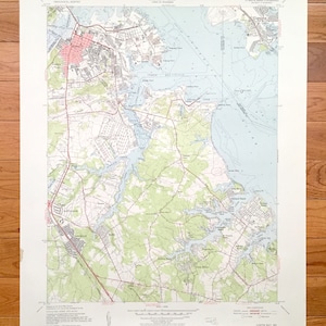 Antyczna mapa topograficzna Curtis Bay, Maryland z 1949 r., US Geological Survey – Baltimore, hrabstwo Anne Arundel, Dundalk, Fairfield, Glen Burnie, MD