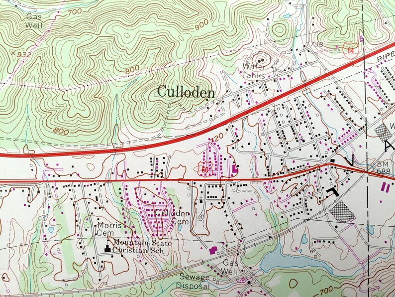 Antique Hurricane West Virginia 1972 US Geological Survey Etsy