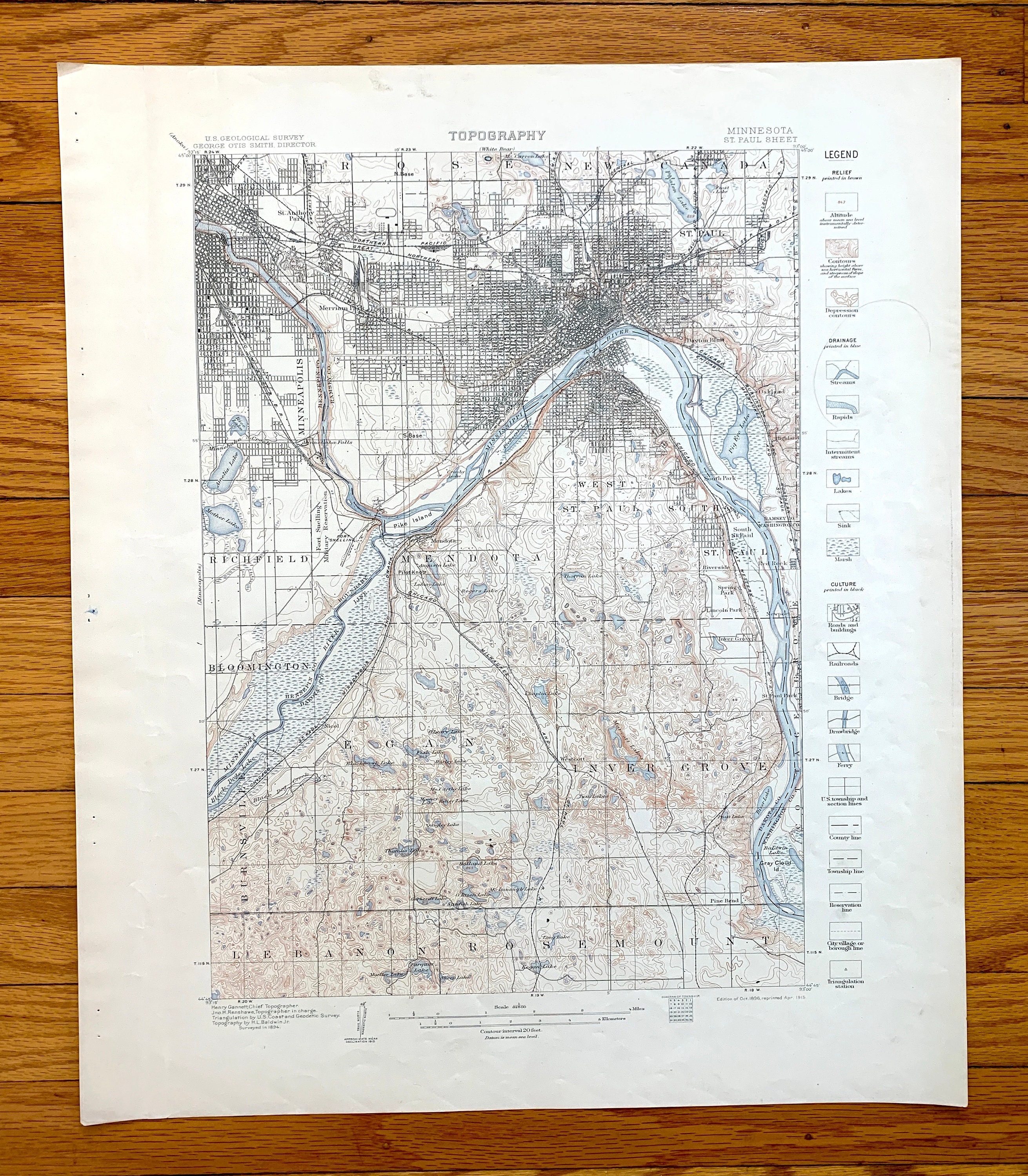 St Paul, Minnesota, map 1896, 1:62500, United States of America by Timeless  Maps, data U.S. Geological Survey Stock Photo - Alamy