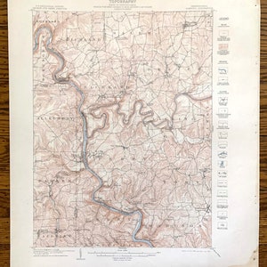 Antique Foxburg, Pennsylvania 1908 US Geological Survey Topographic Map – Scrubgrass, Rockland, Richland, Salem, Beaver, Piney, Allegheny PA