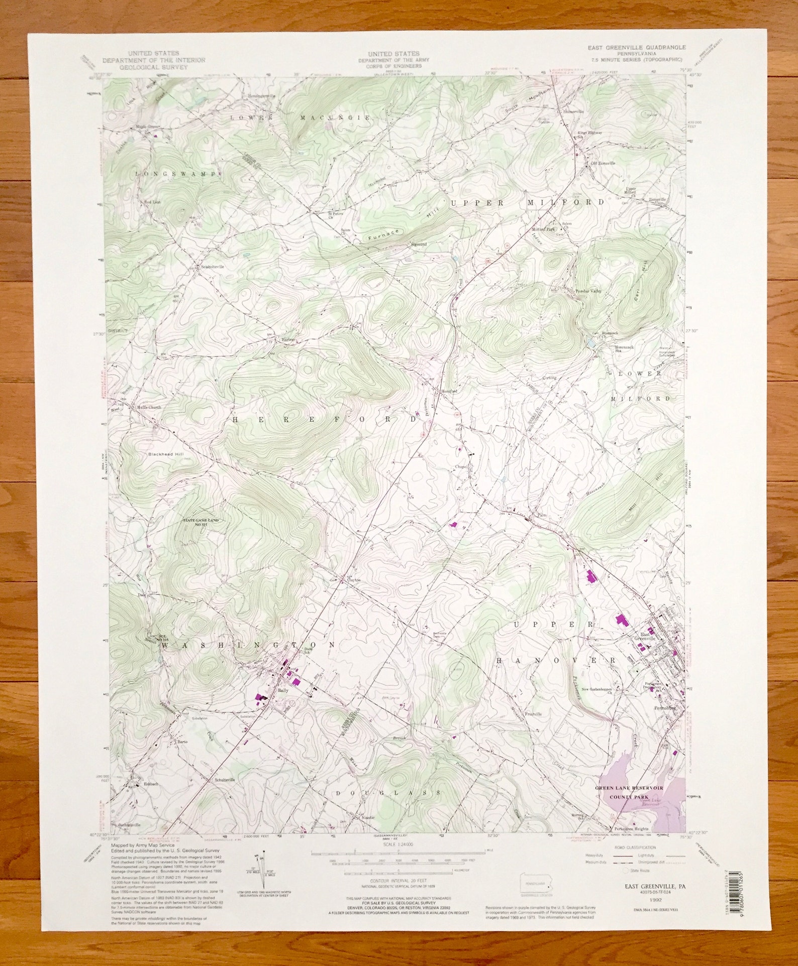 Antique East Greenville Pennsylvania 1992 US Geological Etsy