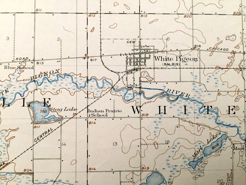 Antique Three Rivers Michigan 1916 US Geological Survey Etsy