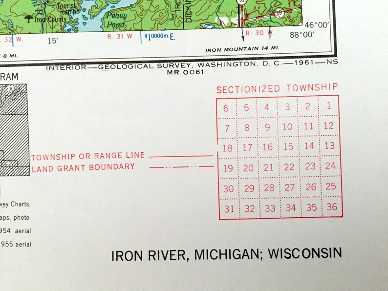 Antique Iron River Michigan 1961 US Geological Survey Etsy