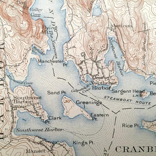 Antique Mount Desert, Maine 1904 US Geological Survey Topographic Map – Tremont, Eden, Blue Hill, shops Acadia Park, Southwest, Bar Harbor, ME Mt