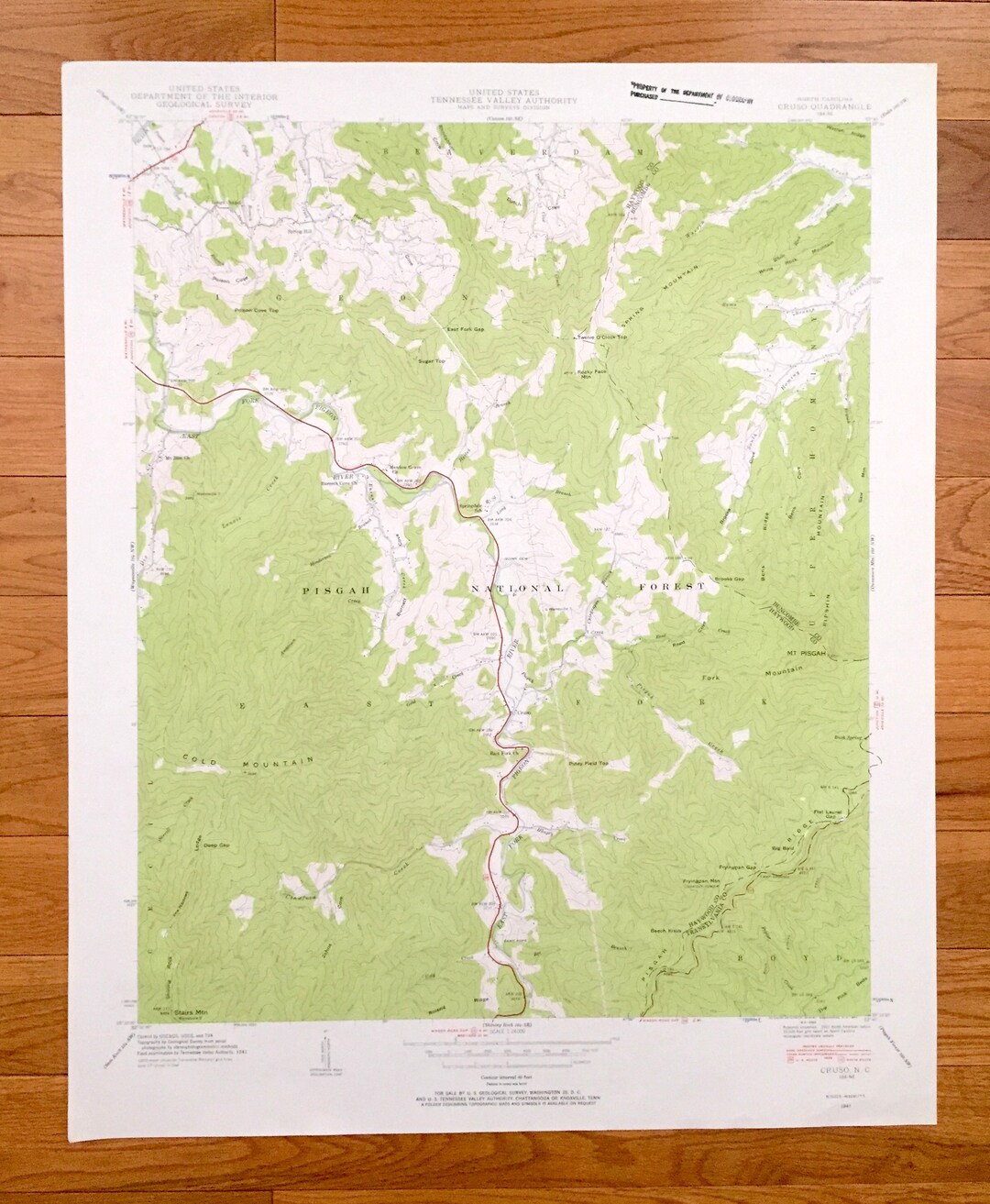 Antique Cruso, North Carolina 1941 US Geological Survey Topographic Map