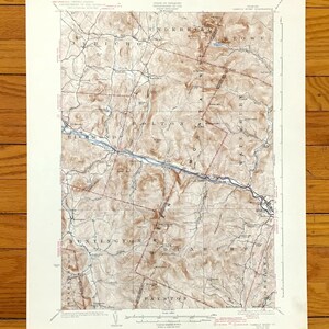 Antieke Camels Hump, Vermont 1924 US Geological Survey topografische kaart – Richmond, Waterbury, Jericho, Bolton, Stowe, Duxbury, Underhill VT