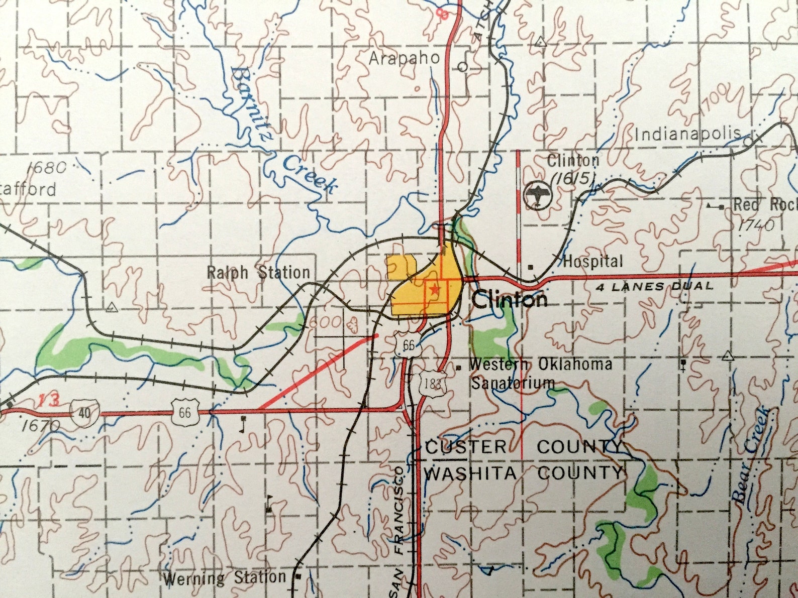 Antique Clinton Oklahoma 1955 US Geological Survey Etsy