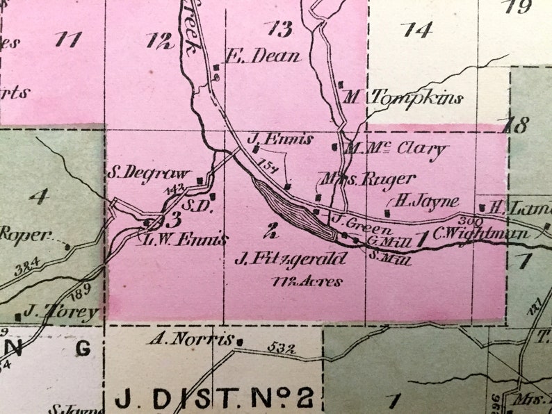 Antique 1874 Cayuta New York Map from Pomeroy Whitman & Co. Etsy