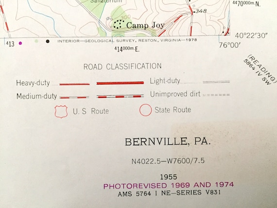 PA Tulpehocken Marion Pennsylvania 1955 US Geological Survey Topographic Map \u2013 Berks Lebanon County Jefferson Antique Strausstown