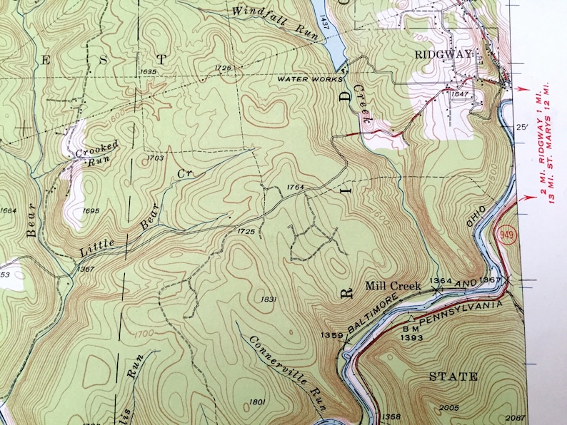 Antique Hallton Pennsylvania 1940 US Geological Survey Etsy