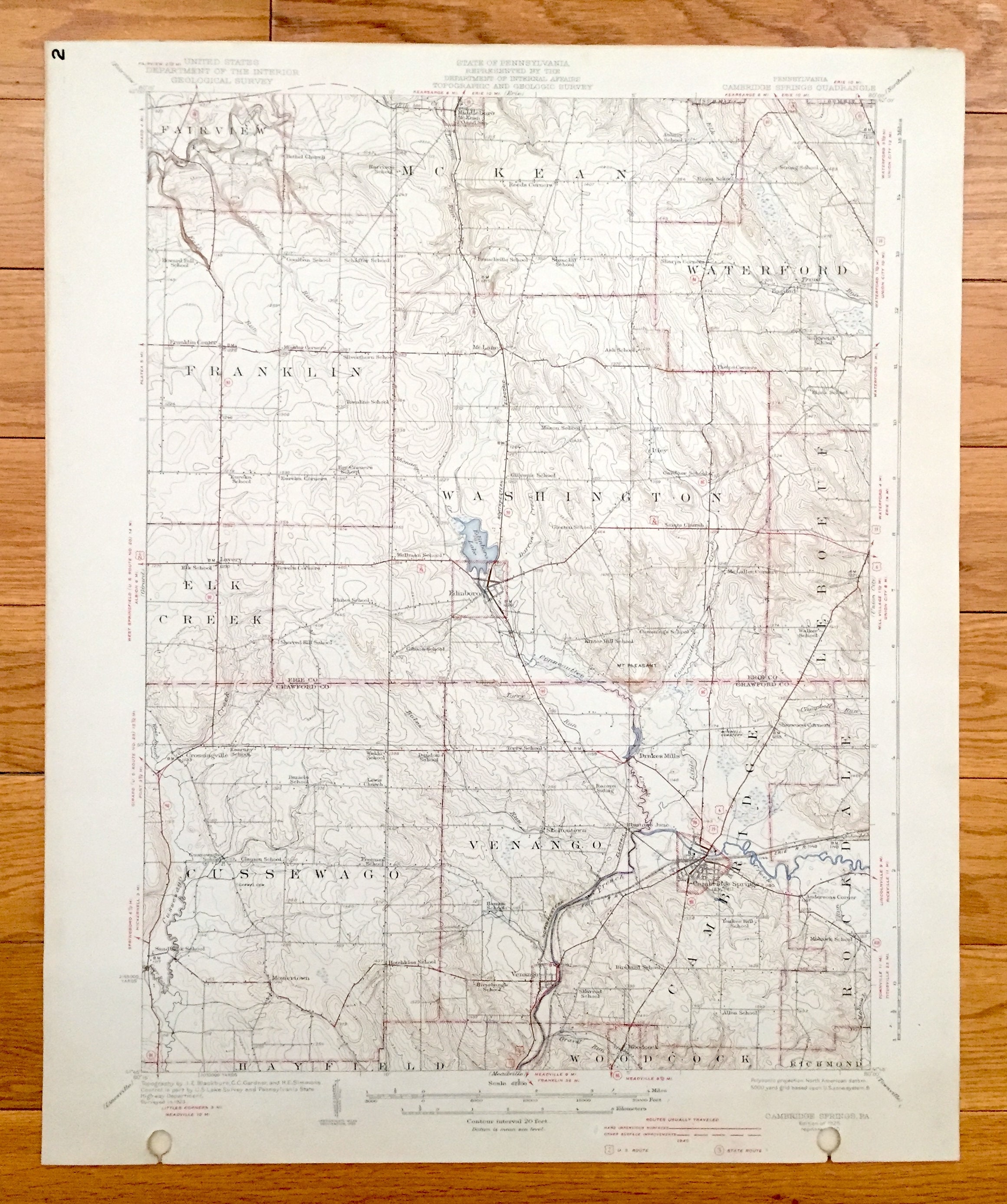 Antique Cambridge Springs Pennsylvania 1925 US Geological Etsy