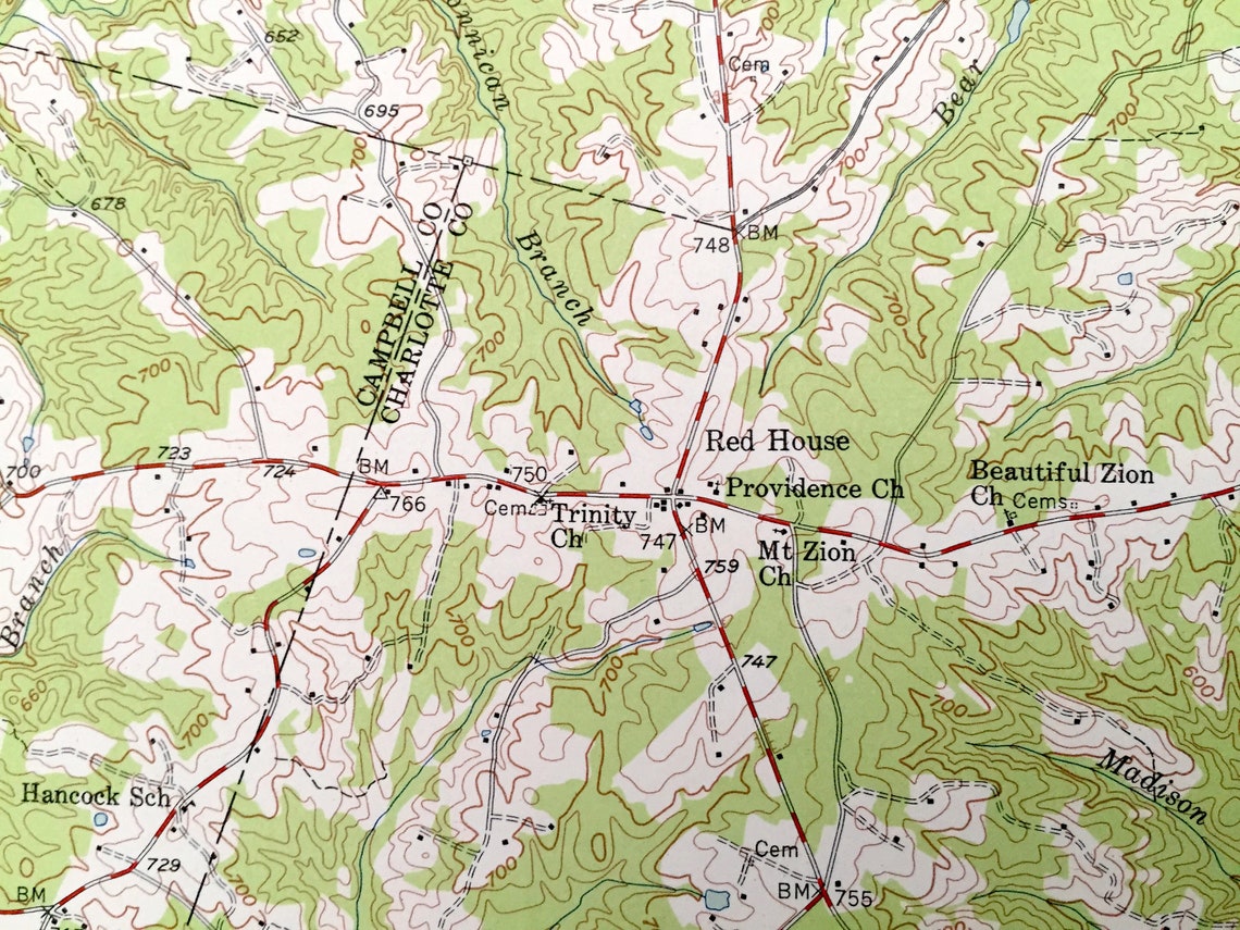 Antique Brookneal Virginia 1956 US Geological Survey Etsy