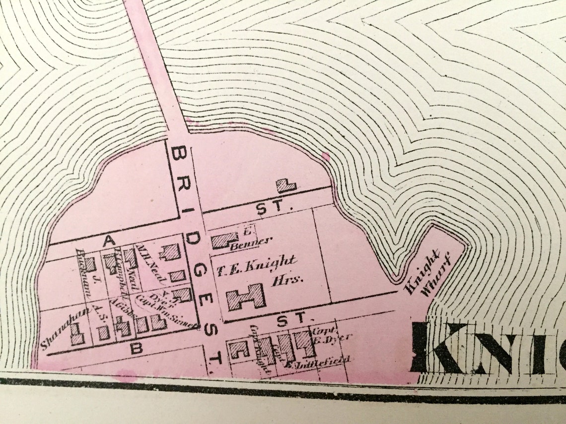 Antique 1871 Cushings Point Maine Map From F.W. Beers Atlas Etsy