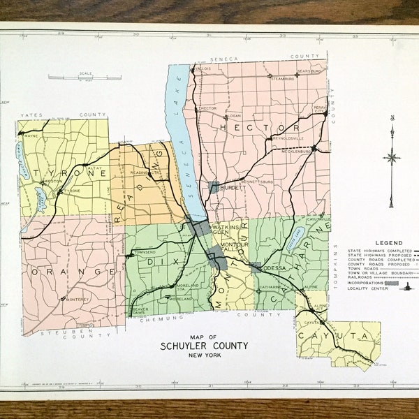 Map of Seneca Falls New York Etsy