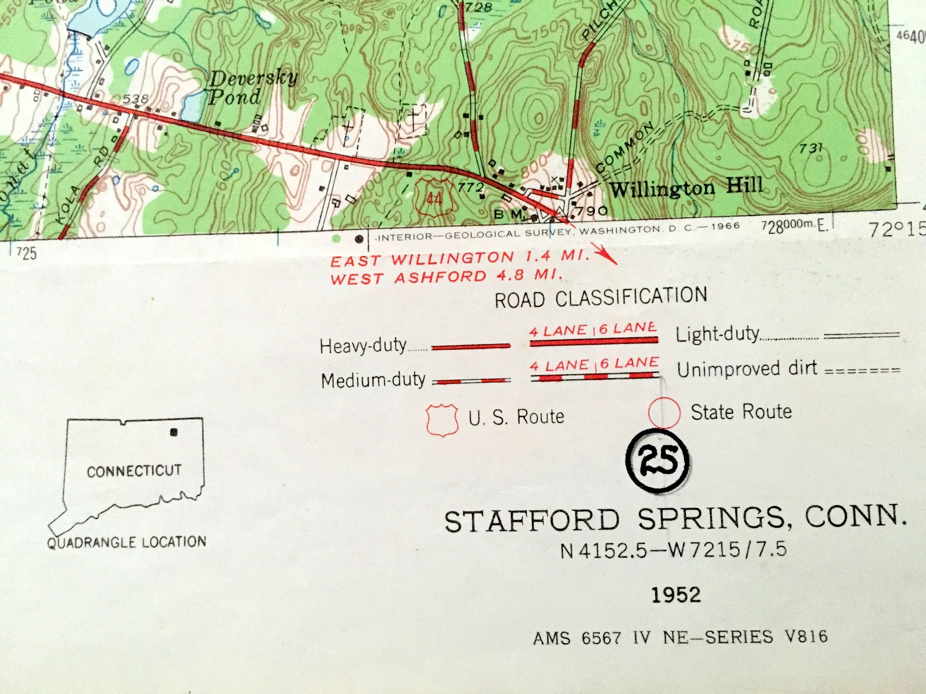 Antique Stafford Springs Connecticut 1952 US Geological Etsy