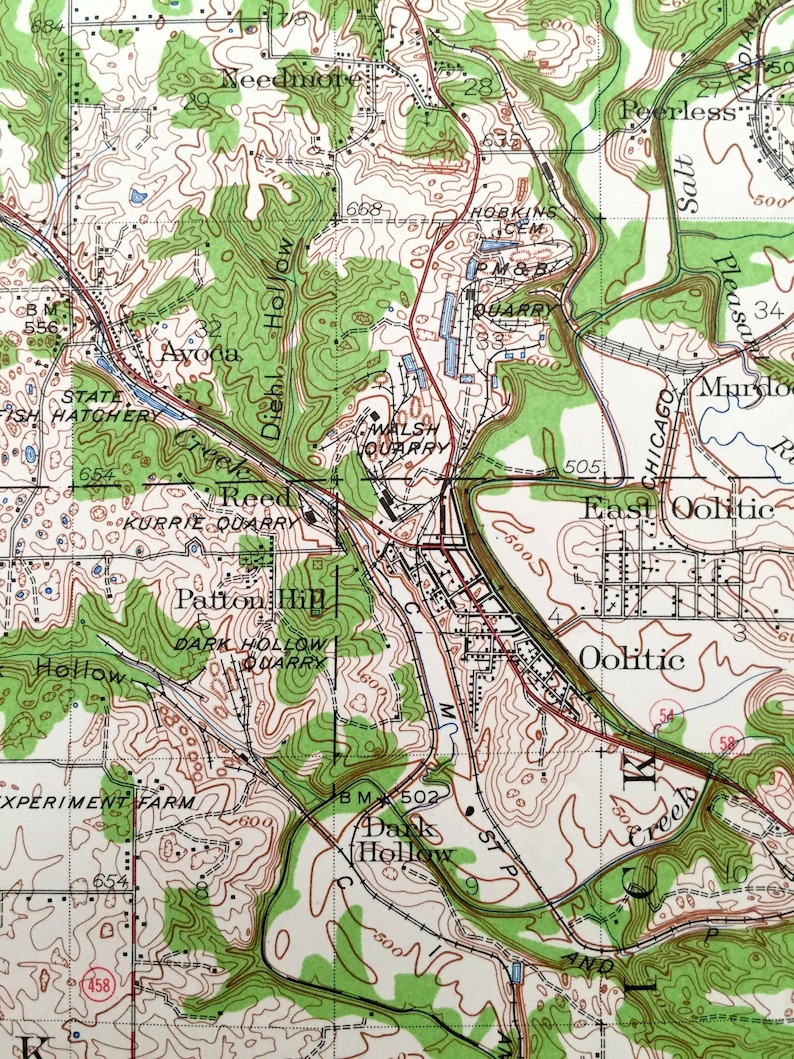 Antique Oolitic Indiana 1935 US Geological Survey Topographic Etsy