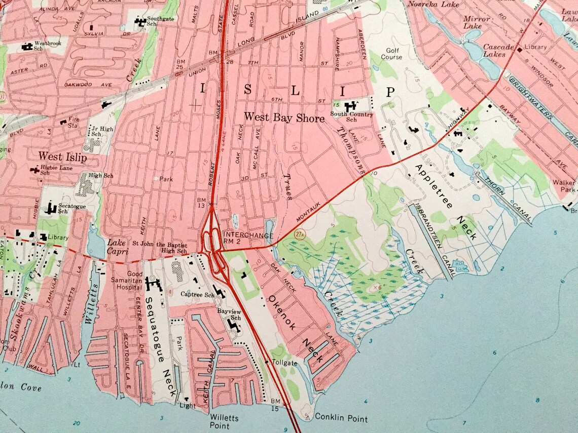 Antique Bay Shore West New York 1969 US Geological Survey Etsy France