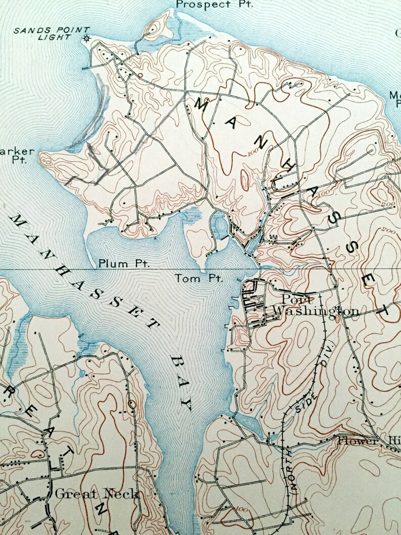Antique Oyster Bay New York 1900 US Geological Survey Etsy