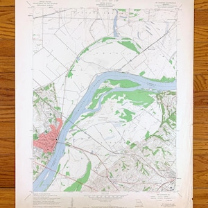 Antike St. Charles, Missouri 1954 US Geologische Untersuchung Topographische Karte - St. Charles, St. Louis County, Earth City, Robertson, Flughafen MO