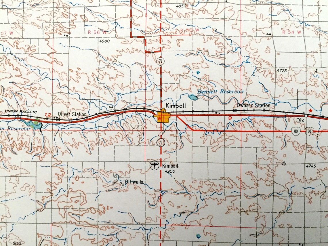 Antique Scottsbluff Nebraska 1954 US Geological Survey Etsy