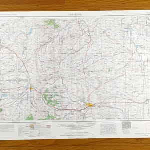 Carte topographique antique de Cheyenne, Wyoming, 1954 US Geological Survey - Laramie, Bosler, Pine Bluffs, Burns, Gleason, Diamond, La Grange