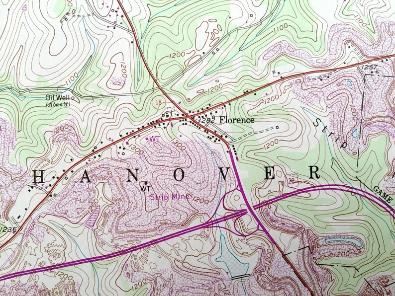 Antique Burgettstown Pennsylvania 1954 US Geological Survey Etsy