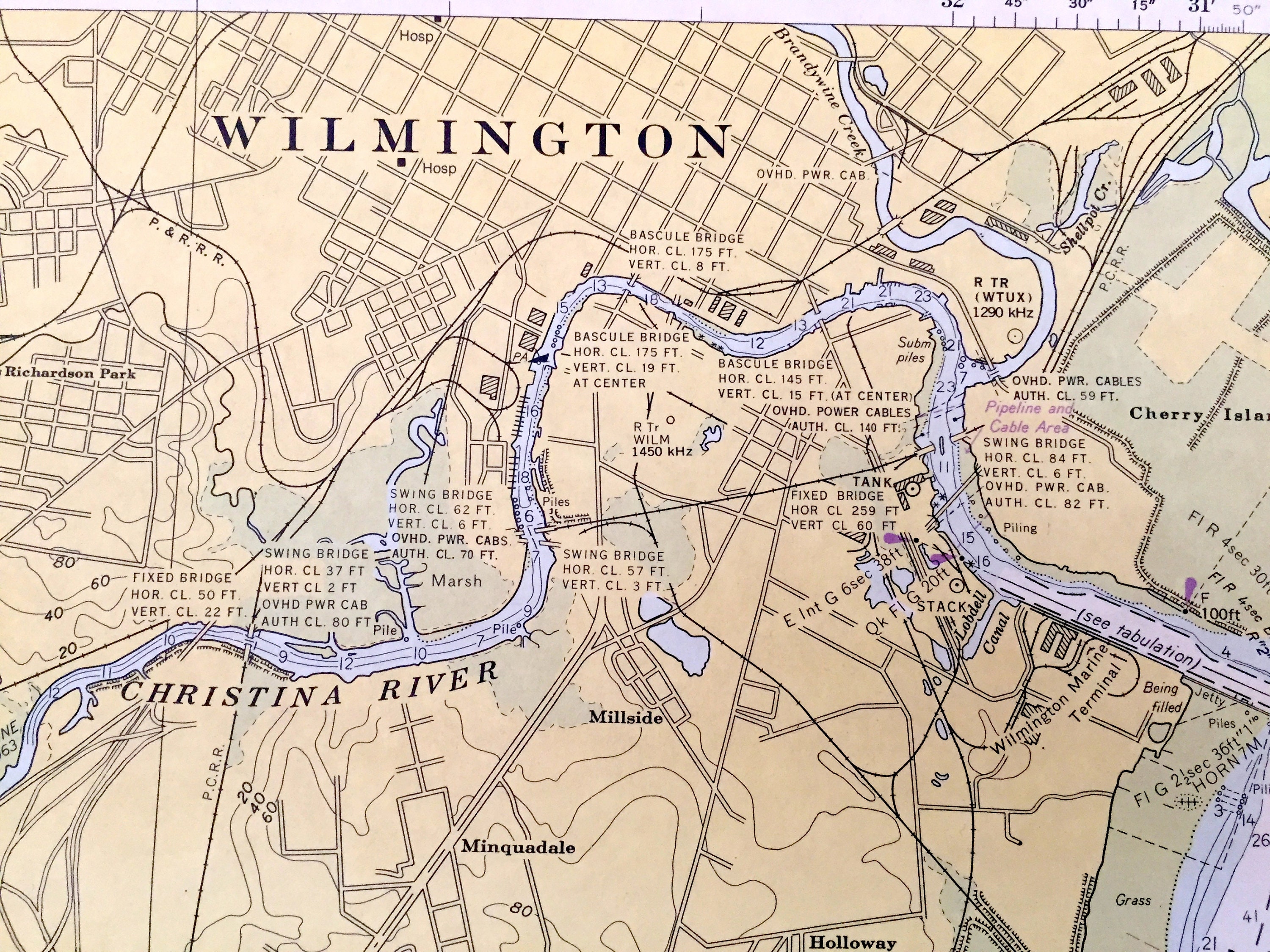 Antique Delaware River 1975 US Coast Guard NOAA Nautical Map Etsy