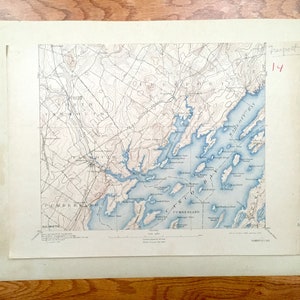 Antique Freeport, Maine 1892 Carte topographique de l’US Geological Survey – Yarmouth, Casco Bay, Brunswick, Lisbon Falls, Maquoit Bay, Harpswell, ME