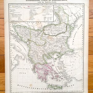 Antike 1855 Türkei & Griechenland Karte von Sohr Berghaus Atlas von Carl Flemming – Europaeische Türkey und Griechenland, Athen, Kreta, Mazedonien