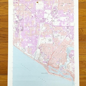 Antique Newport Beach, Californie 1965 US Geological Survey Carte topographique - Huntington, Balboa, Corona del Mar, Santa Ana Orange County CA