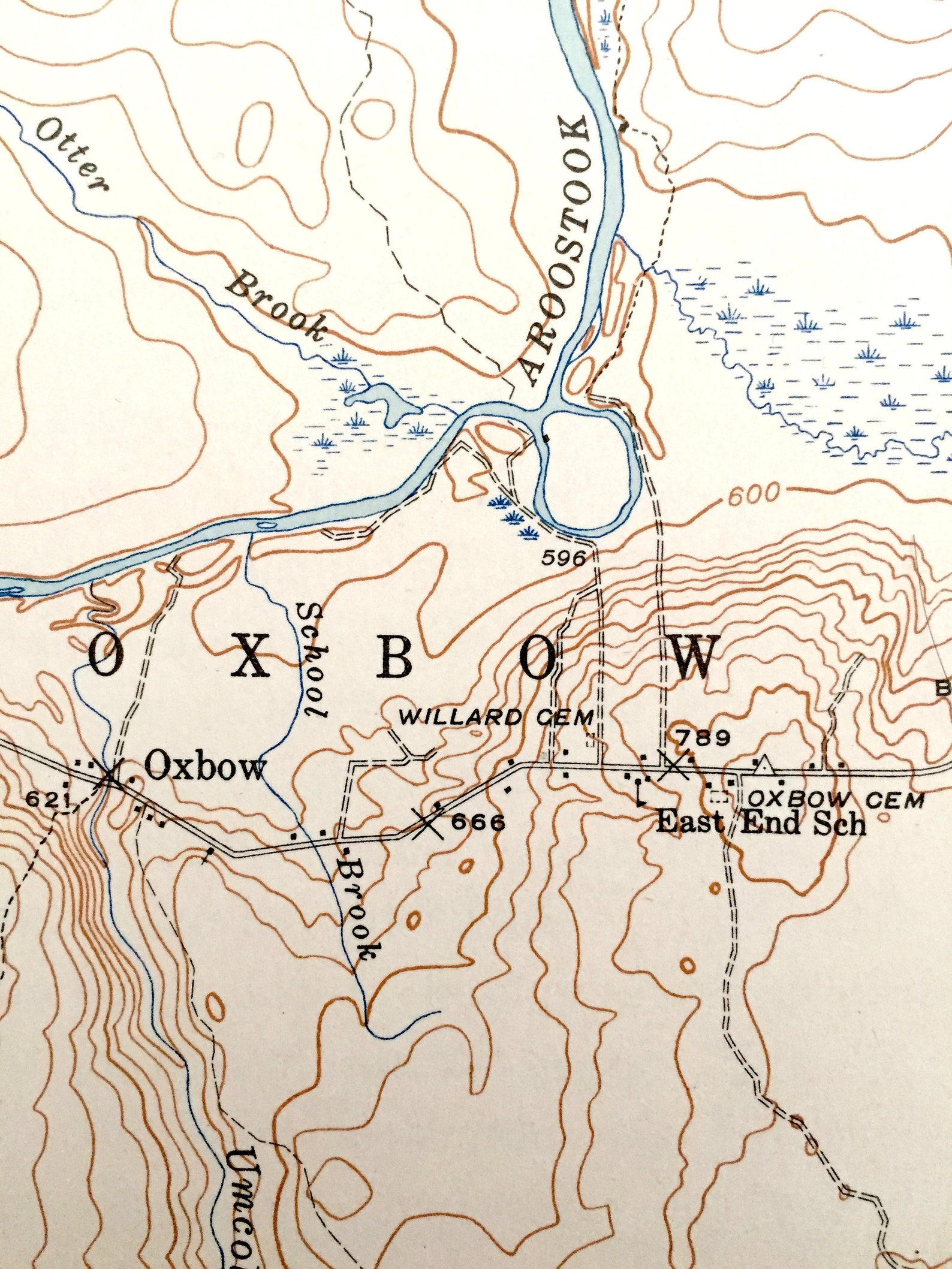 Antique Oxbow Maine 1942 US Geological Survey Topographic Map Etsy